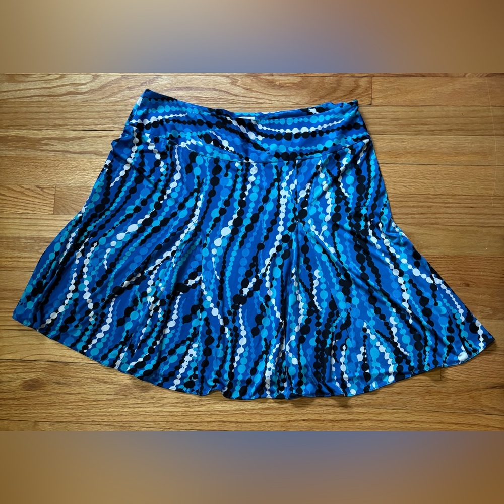 Cache Blue and Black Patterned Mini Skirt